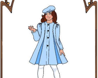 11" "Enchanted Journey" girl doll pattern Coatdress, Hat - Style 88 LA