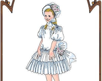 11" Bleuette BRIDGERTON pattern "Bygone Days" - Dress, Bonnet - Style 113 BLEU