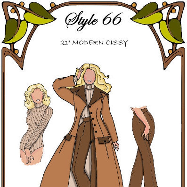 21" Cissy pattern "Big City" Floor length Duster Coat, Pants, Bodysuit - Style 66 C