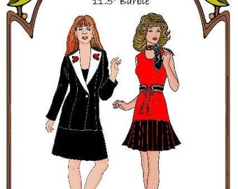11.5" Barbie pattern "Seems Like Yesterday" jacket, sleeveless dress w/ skirt options - Style 58 SB