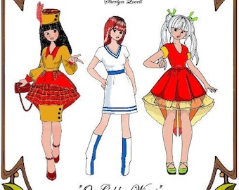 11.5" Barbie pattern "On Golden Wings"  Two-piece dress with sleeve, collar, and peplum options - Style 126 SB