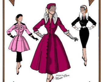 15" Gene pattern "Orient Express" Jacket with peplum, straight skirt. Coat dress - Style 1 G