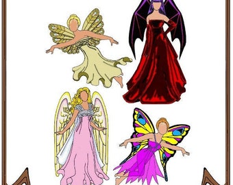 9-10" Tiny Kitty-Cissette pattern "Good/Bad Girls" Angel-Vamp costumes - Style 50 TK