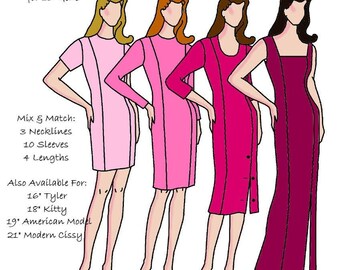 15" Gene pattern "The Princess" - princess seam dress 88 design options - Style 29 G