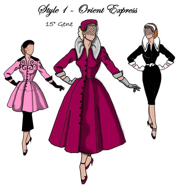 15" Gene Pattern "orient Express" Jacket With Peplum, Straight Skirt. Coat  Dress - Style 1 G - Etsy