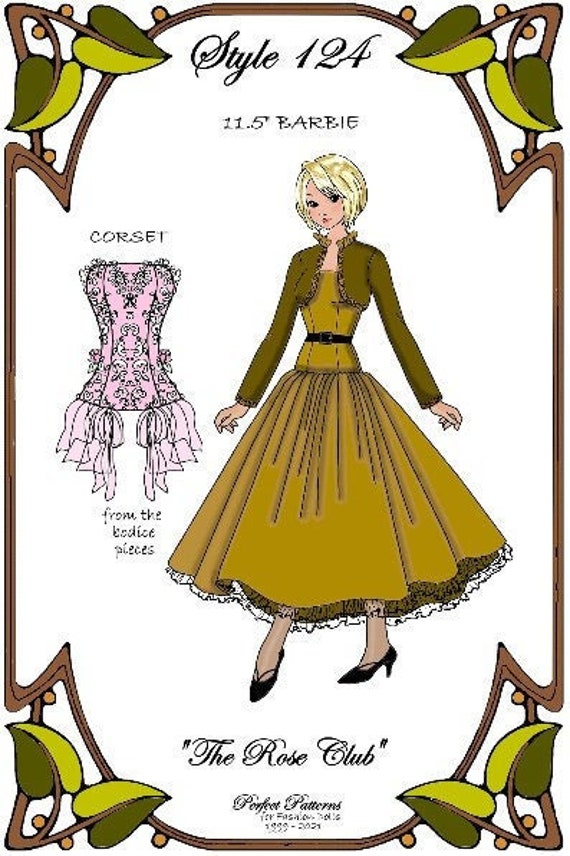 11.5 Barbie Pattern the Rose Club Dress Bolero Jacket Corset Style 124 SB Etsy