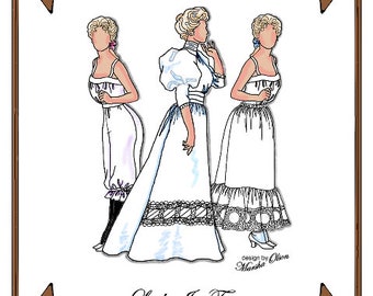 19-21" Doll BRIDGERTON Pattern - Camisole, Pantalettes, Petticoat, Blouse, Skirt - No. 39LARGE