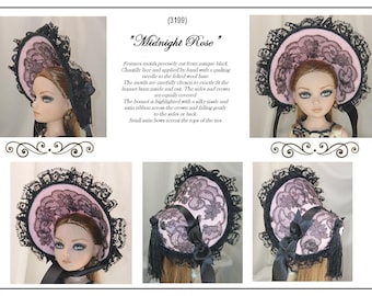 3199 "Midnight Rose" Bridgerton Victorian Bonnet for Ellowyne