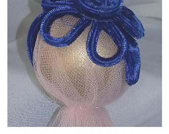 Royal Blue Velvet Doll Hat - Petal Fascinator #43
