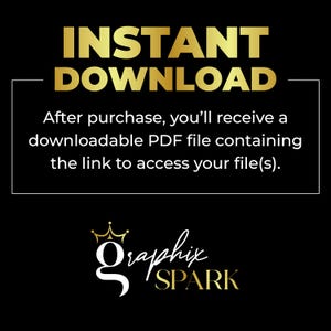 Pu&ograve; includere: Sfondo nero con testo dorato che recita "DOWNLOAD IMMEDIATO". Sotto, il testo bianco spiega che dopo l'acquisto verr&agrave; fornito un file PDF con un link. Il logo Graphix Spark &egrave; in basso.
