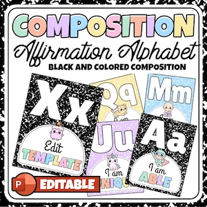Affirmation Alphabet Posters: Growth Mindset Classroom Decor (Editable PPTX & PDF)