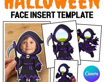 Halloween Bulletin Board Halloween Craft, Editable Grim Reaper Face Template