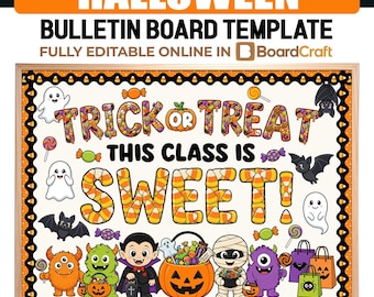 Halloween Bulletin Board & Halloween Door Decor | Editable Trick or Treat Kit
