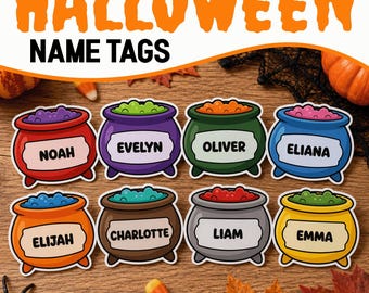 Editable Caulron Name Tag Template, Halloween Bulletin Board Cauldron Classroom Tags