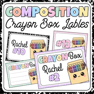 Editable Crayon Box Labels – Composition Notebook Pencil Box Name Tags | Digital Downloads PDF PPTX