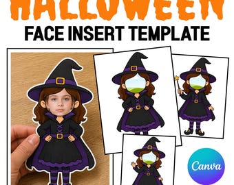 Halloween Craft Halloween Bulletin Board, Witch Face Insert Photo Template