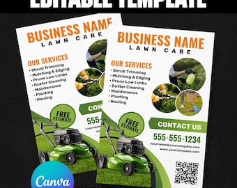 Lawn Care Flyer Template • Landscaping Business Marketing (Editable Canva)