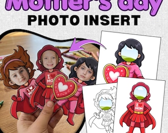 Mother's Day Superhero Photo Insert Craft | Editable Canva Template