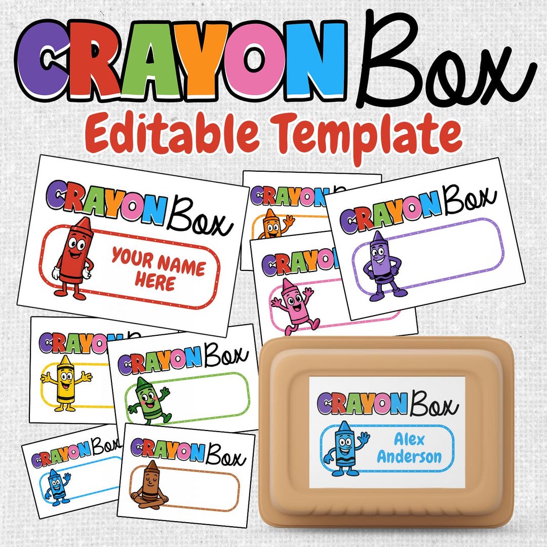 Editable Crayon Box Labels | Back to School Pencil Box Tags | Digital ...