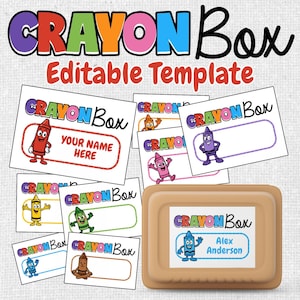 Editable Crayon Box Labels | Back to School Pencil Box Tags | Digital Downloads PDF PPTX