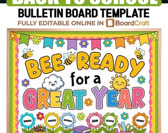 Back to School Bulletin Board Kit | Bee Ready Decor (PDF, Editable)