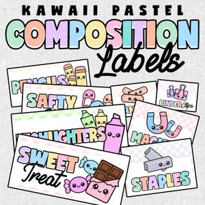 Teacher Toolbox Composition Labels – Kawaii Pastel Teacher Toolbox Decor | Back to School Classroom Organization | Digital Downloads