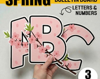 Spring Bulletin Board Letters and Numbers | Cherry Blossom Spring Door Decor