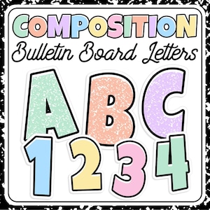 Composition Notizbuch Bulletin Board Buchstaben & Zahlen | Zurück zu Schule Klassenzimmer Dekor | Druckbare digitale Downloads
