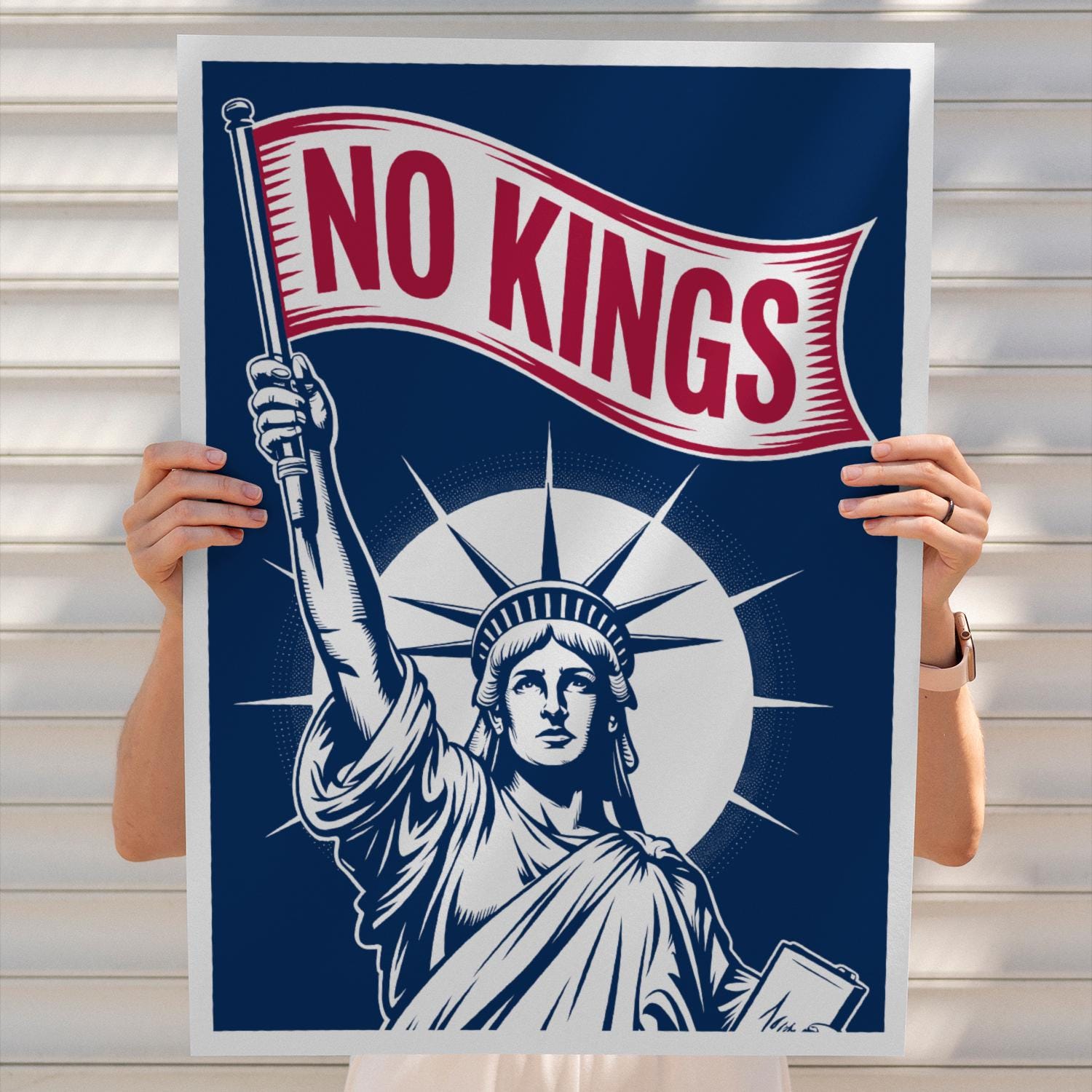 No Kings America Protest Poster: Statue of Liberty Anti-fascism Sign ...