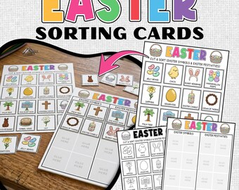 Easter Sorting Cards, Cut and Paste Activities | Sorting Objects into Categories