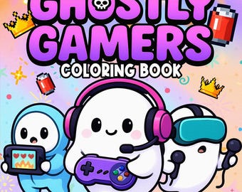 Libro para colorear de Ghostly Gamers: Actividad de Halloween espeluznante (PDF)
