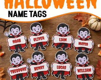 Editable Name Tag Template, Desk Name Tags, Male Vampire Bulletin Board Labels