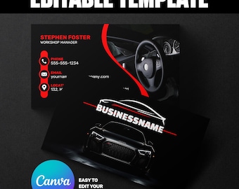 Auto-Aufbereitung Visitenkarte Vorlage: Modernes Automobildesign (Canva)