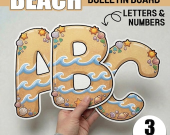 Summer Bulletin Board Letters and Numbers Beach Decorations Printable Kit
