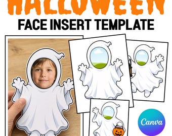 Halloween Craft Blank Face Template, Ghost Student Photo Insert Activity