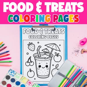 Food & Treats Coloring Pages | 30 Cute And Bold Printable Sheets | Easy Food Coloring Book for Kids | Dessert And Drink Theme PDF