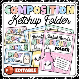 Editable Ketchup Folder Covers: Classroom Management Printables (PDF & PPTX Files)