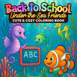 Back to School Under the Sea Friends Malvorlagen - süße Meerestiere zum Ausdrucken für Kinder | Digitaler Download