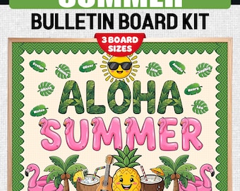 Tropical Clipart Summer Decor Kit - End of Year Door Bulletin Board Ideas