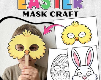 Easter Mask Craft Kit | Bunny, Chick, Egg Printable Activity (PDF Download)