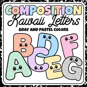 Kawaii Pastel Bulletin Board Letters: Composition Notebook Alphabet (PDF Download)