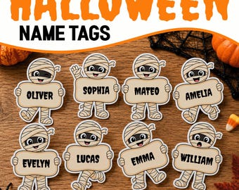 Editable Name Tag Template, Halloween Bulletin Board Mummy Classroom Labels