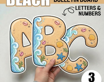 Summer Bulletin Board Letters and Numbers Beach Classroom Decor Printable