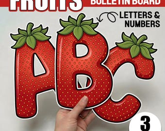 Summer Bulletin Board Letters and Numbers Strawberry Classroom Decor Set