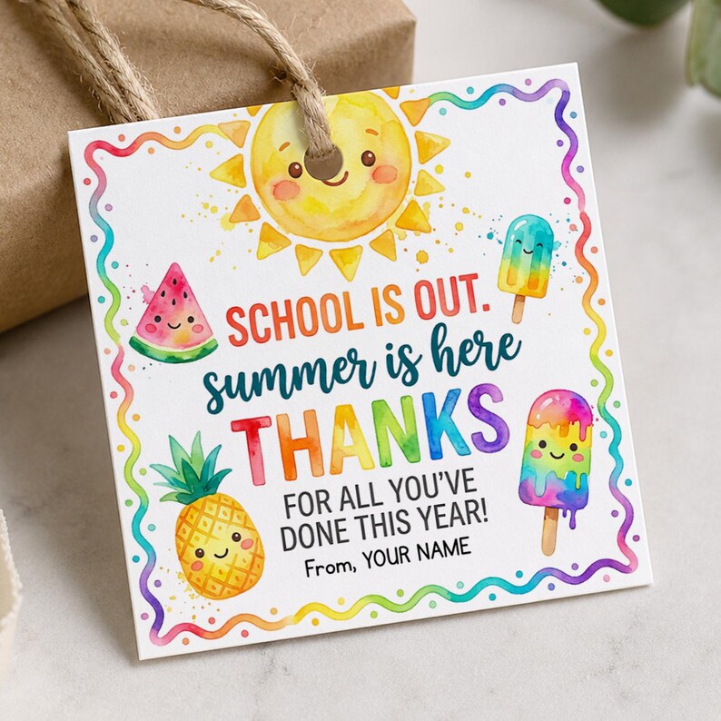 End of School Tags Summer Gift Tag Editable Printable Classroom Gift ...