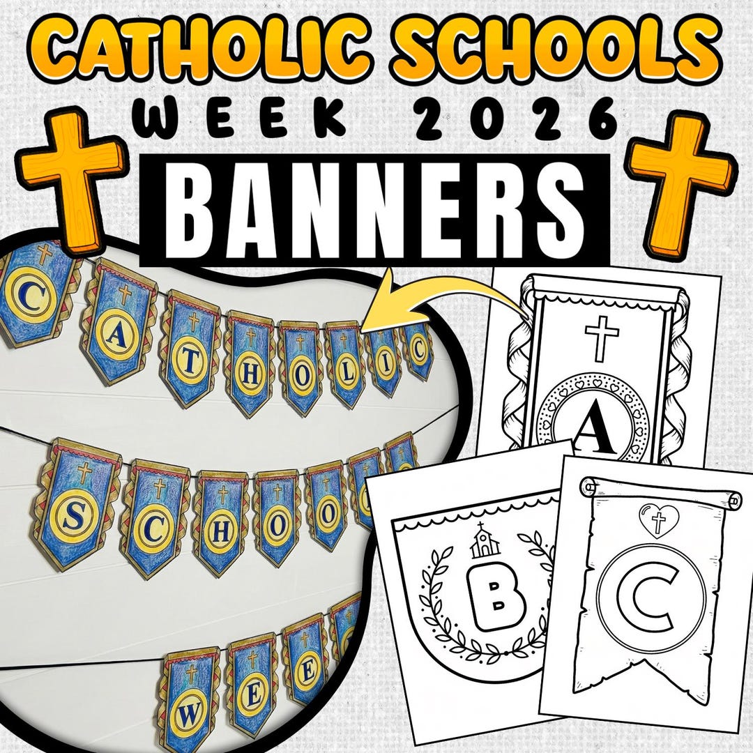 Catholic Schools Week 2026 Banners & Bulletin Board Letters Coloring ...