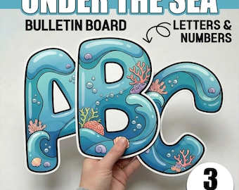 Summer Bulletin Board Letters and Numbers Under the Sea Door Decor Print