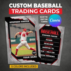 Bearbeitbare Baseball Sammelkartenvorlage: Canva Design (Digitaler Download)