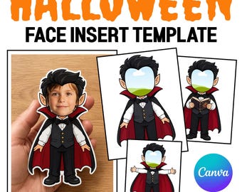 Blank Face Template Halloween Craft, Editable Vampire Face Insert Halloween Activity