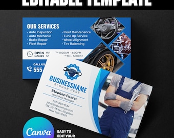 Auto Detailing Business Card Template – Modern Mechanic Branding (Canva)